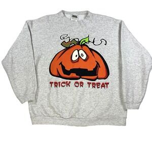 Vtg Mens Tultex Treat Or Treat Sweatshirt Pullover Large Made in USA Halloween